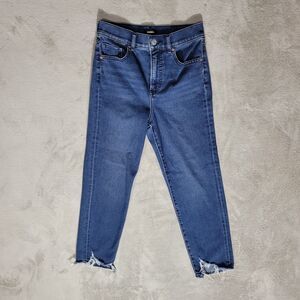 Express Mom Jeans Super high Rise Raw Hem Blue Sz 0